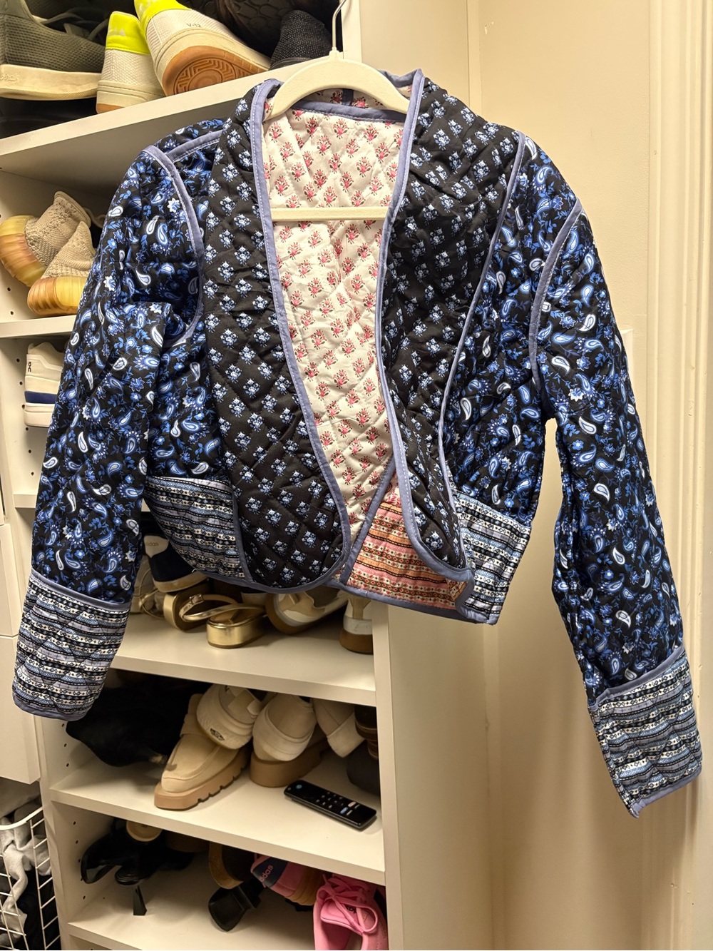 Quilted Paisley Blue Women's Jacket